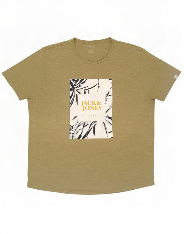 Jack & Jones Herren Grafik T-Shirt Top 3XL Khaki Baumwolle