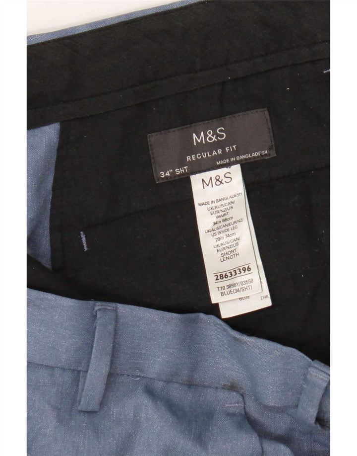 Marks & Spencer Herren-Chinohose mit normaler Passform, W34, L29, Blau, Polyester
