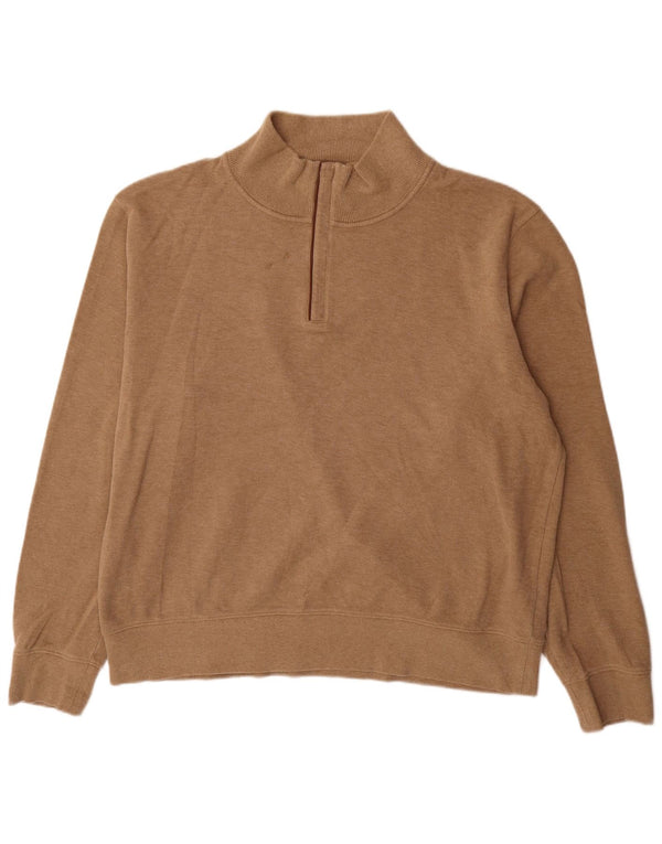 Gant Herren-Pullover mit Reißverschluss am Hals, 3XL, braune Baumwolle