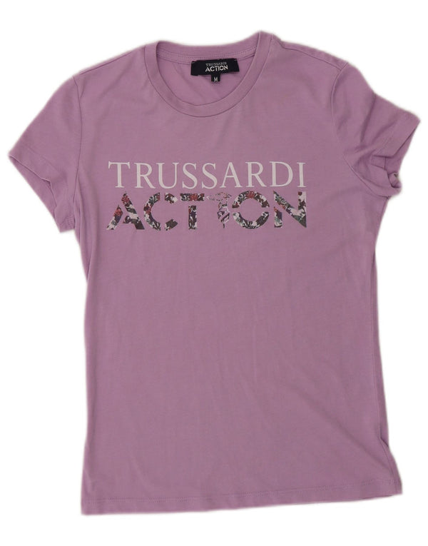 Trussardi Damen-T-Shirt mit Grafik, UK 12, Mittelviolett, Polyester