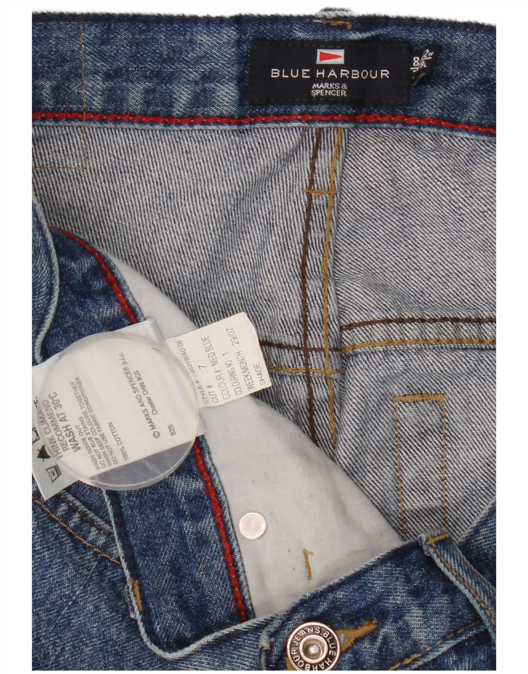 Marks & Spencer Herren Blue Harbor Straight Jeans W32 L29 Blaue Baumwolle