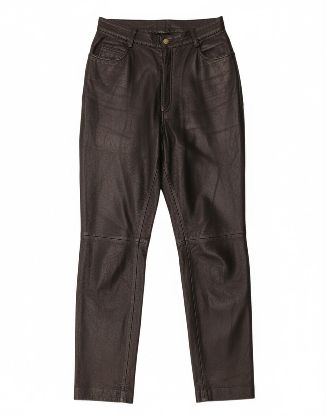 Vintage Damen Lederhose mit hoher Taille IT 46 Groß W28 L31 Schwarz