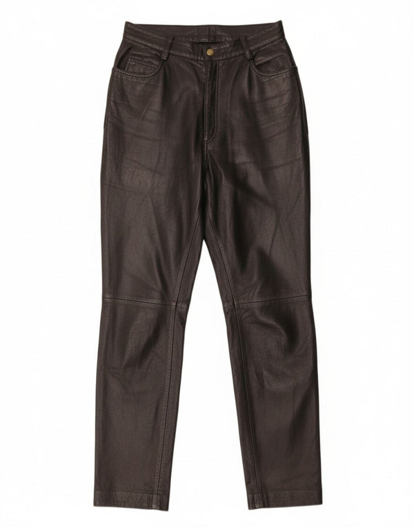 Vintage Damen Lederhose mit hoher Taille IT 46 Groß W28 L31 Schwarz