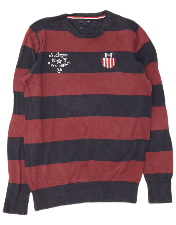 Tommy Hilfiger Jungen-Pullover mit Rundhalsausschnitt, 15–16 Jahre, bordeauxrot gestreift