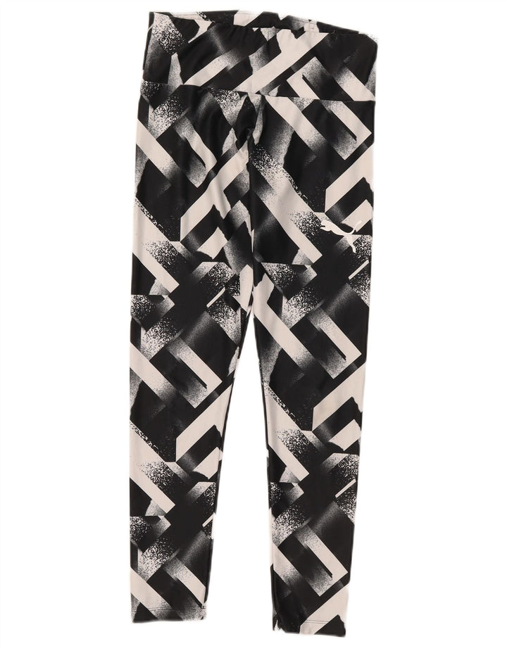 Puma Damen Leggings UK 12 Medium Schwarz Geometrisch