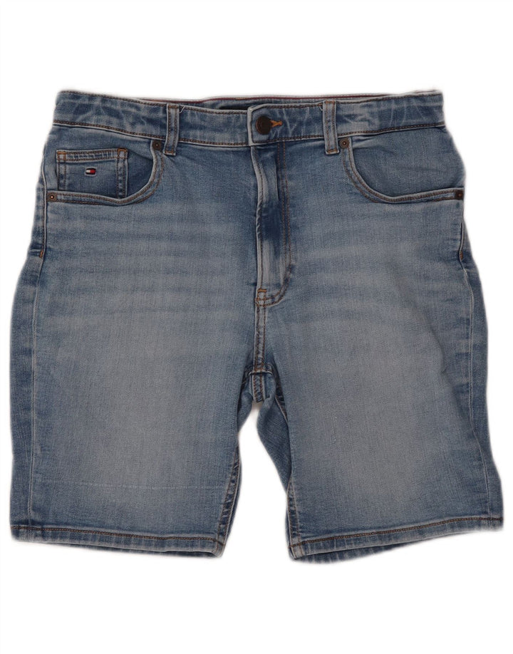 TOMMY HILFIGER konisch zulaufende Jeansshorts für Mädchen, 15–16 Jahre, W30, blaue Baumwolle