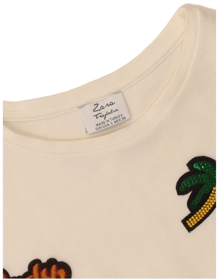 Zara Damen Trafaluc Tunika-Oberteil UK 10 Small Off White