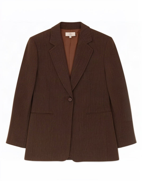 Marks & Spencer Damen-Blazer mit 1 Knopf, Gr. 14, Braun, Viskose