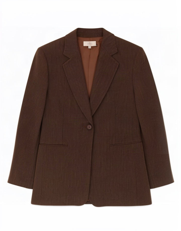 Marks & Spencer Damen-Blazer mit 1 Knopf, Gr. 14, Braun, Viskose