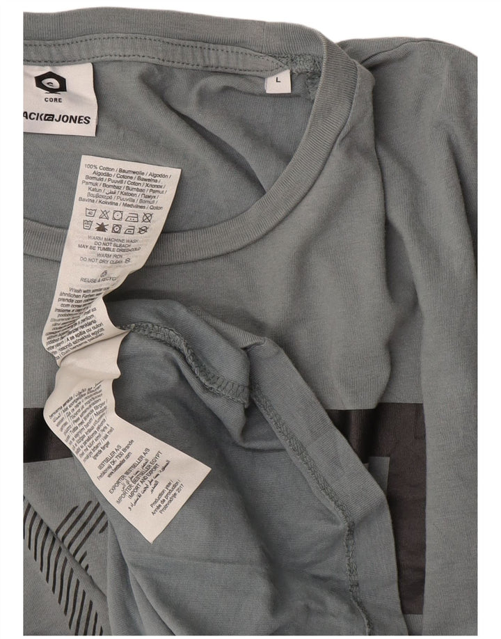 Jack & Jones Herren-T-Shirt mit Grafik, Größe L, Grau, Baumwolle