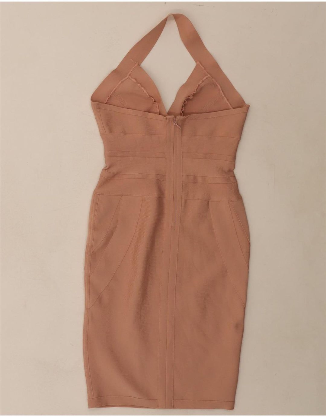 VINTAGE Womens Halter Bodycon Dress UK 12 Medium Pink Polyester Vintage Vintage and Second-Hand Vintage from Messina Hembry 
