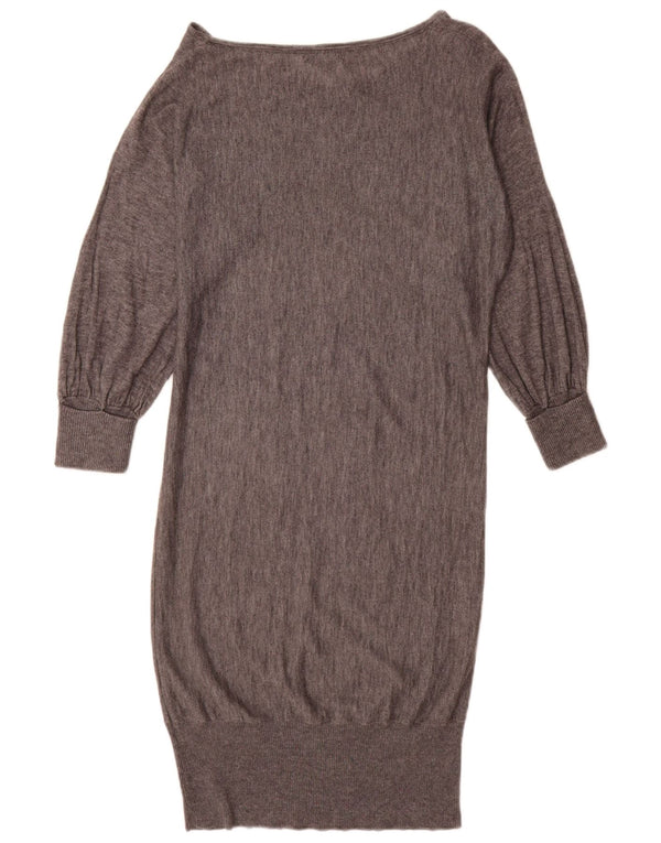 Massimo Dutti Damen Pulloverkleid UK 10 Small Graue Wolle