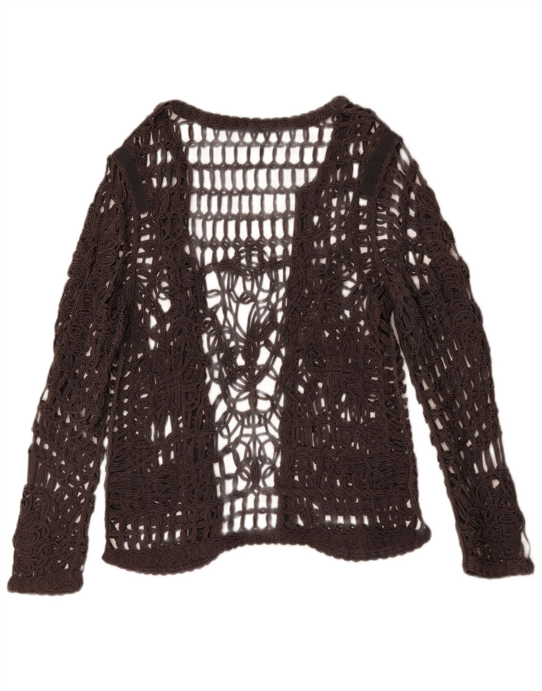 MONARI Damen-Langarm-Häkel-Top mit durchsichtigem Oberteil, UK-Größe 44, Größe L, Grau