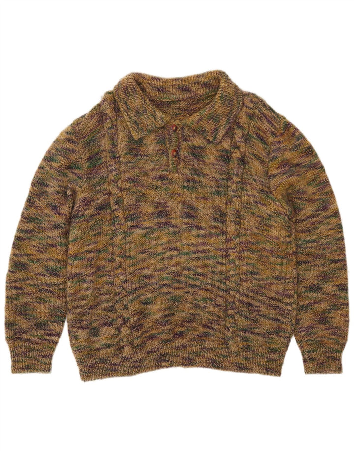 Vintage Herren Rollkragenpullover Mittelgrün gefleckt