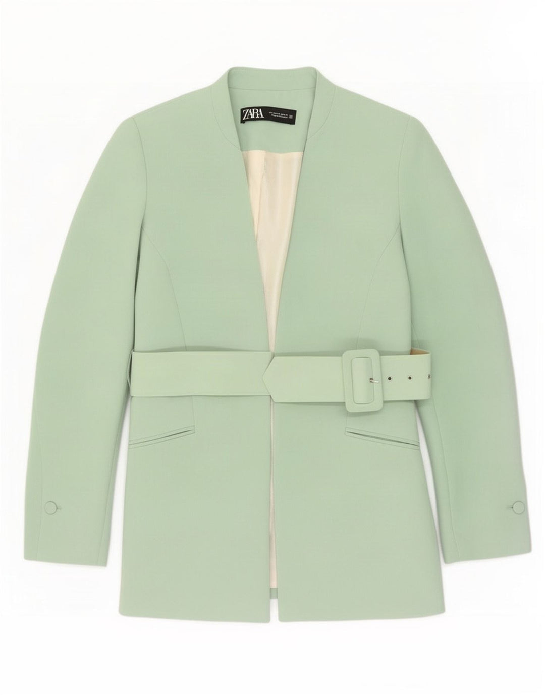 Zara Damen Blazerjacke UK 14 Mittelgrünes Polyester