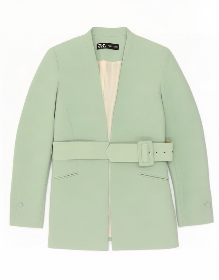 Zara Damen Blazerjacke UK 14 Mittelgrünes Polyester
