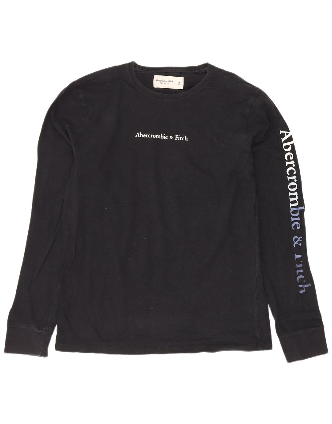 Abercrombie & Fitch Herren-Grafik-Oberteil, langärmelig, mittelschwarz, Baumwolle