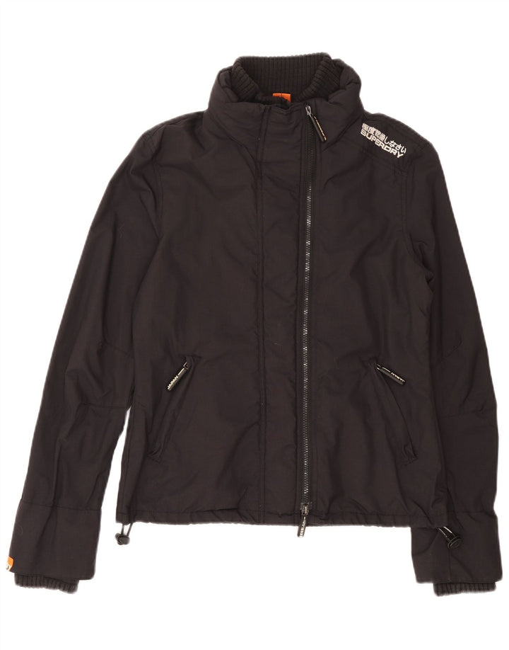 Superdry Damen Regenjacke UK 14 Mittelgraues Nylon