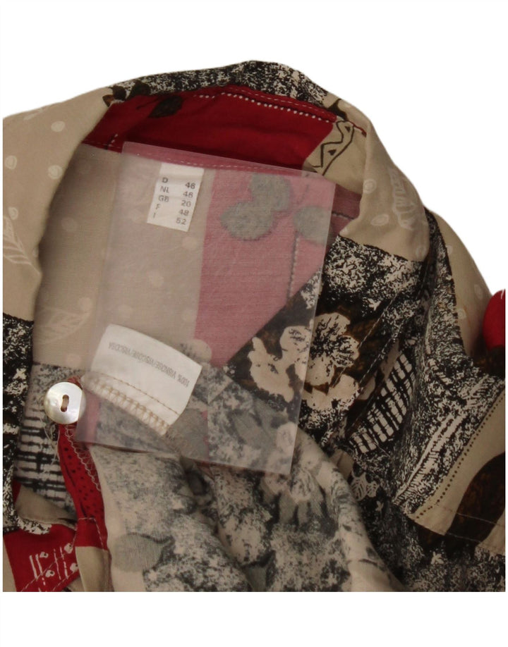VINTAGE Damen Hemdbluse UK 20 2XL Mehrfarbige florale Viskose