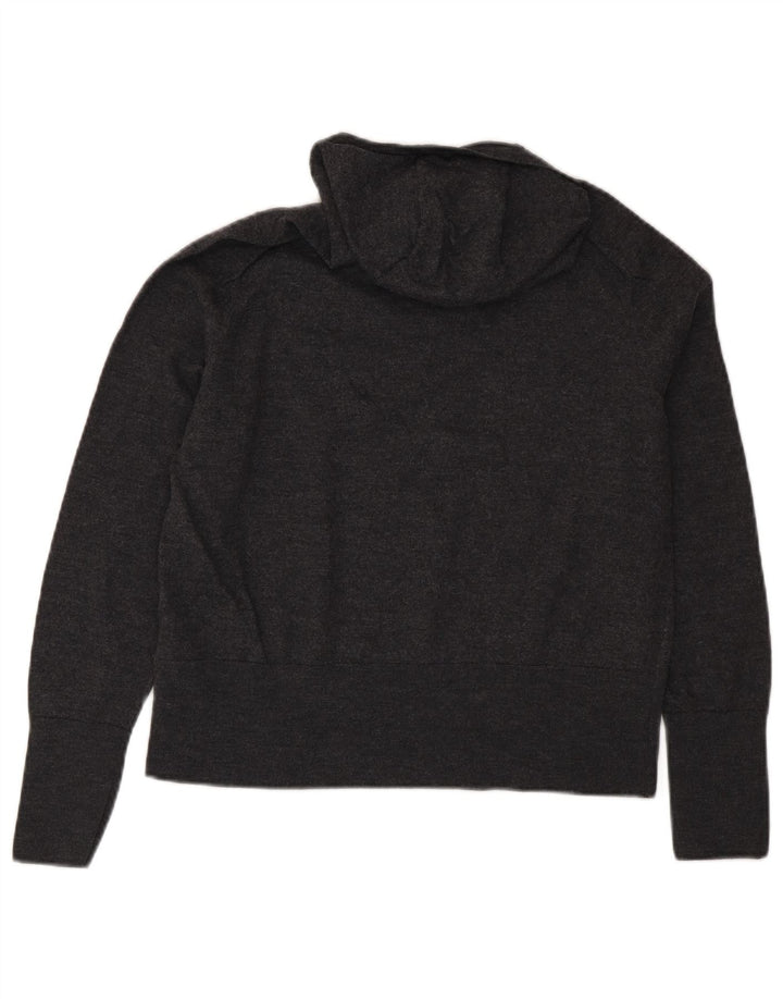 Cos Damen Crop Kapuzenpullover Pullover UK 14 Mittelgraue Wolle