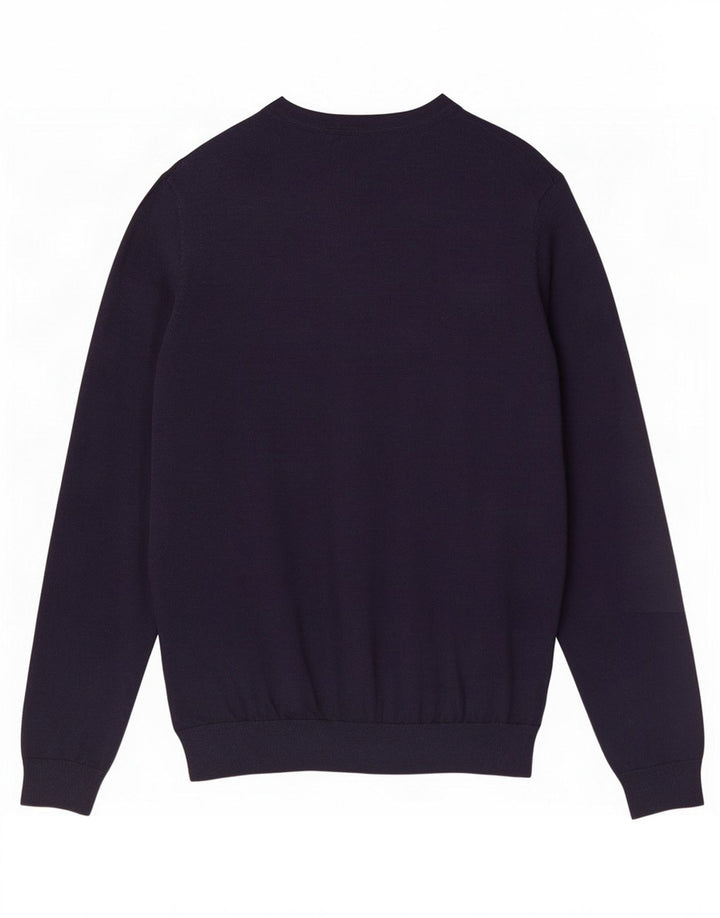Marks & Spencer Herren-Pullover mit U-Boot-Ausschnitt, mittelmarineblaue Merinowolle