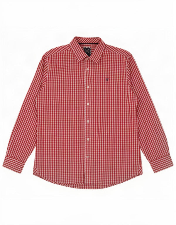 Crew Clothing Herren-Hemd mit klassischer Passform, XL, rotes Gingham-Baumwolle