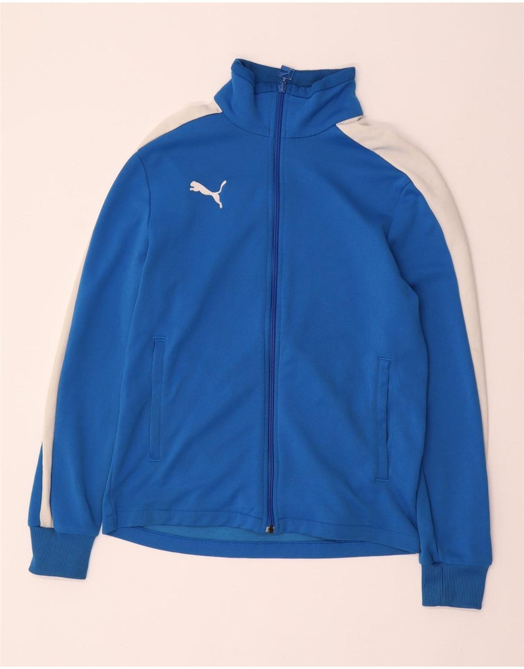 PUMA Mens Tracksuit Top Jacket Small Blue Colourblock Polyester