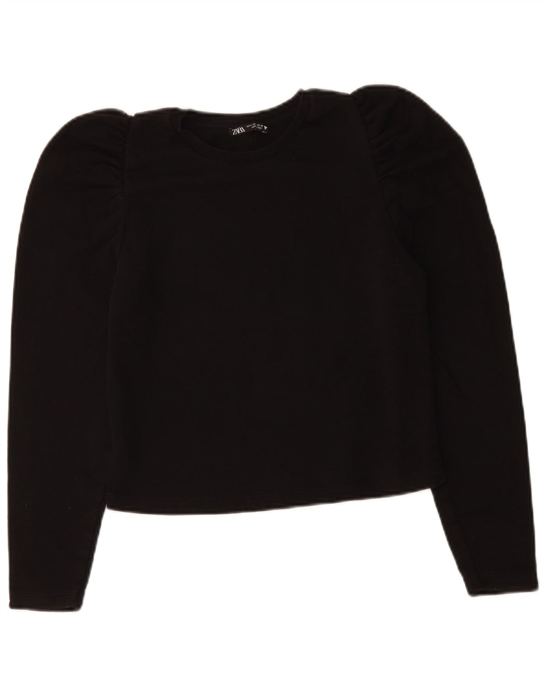 ZARA Womens Crop Top Long Sleeve UK 10 Small Black