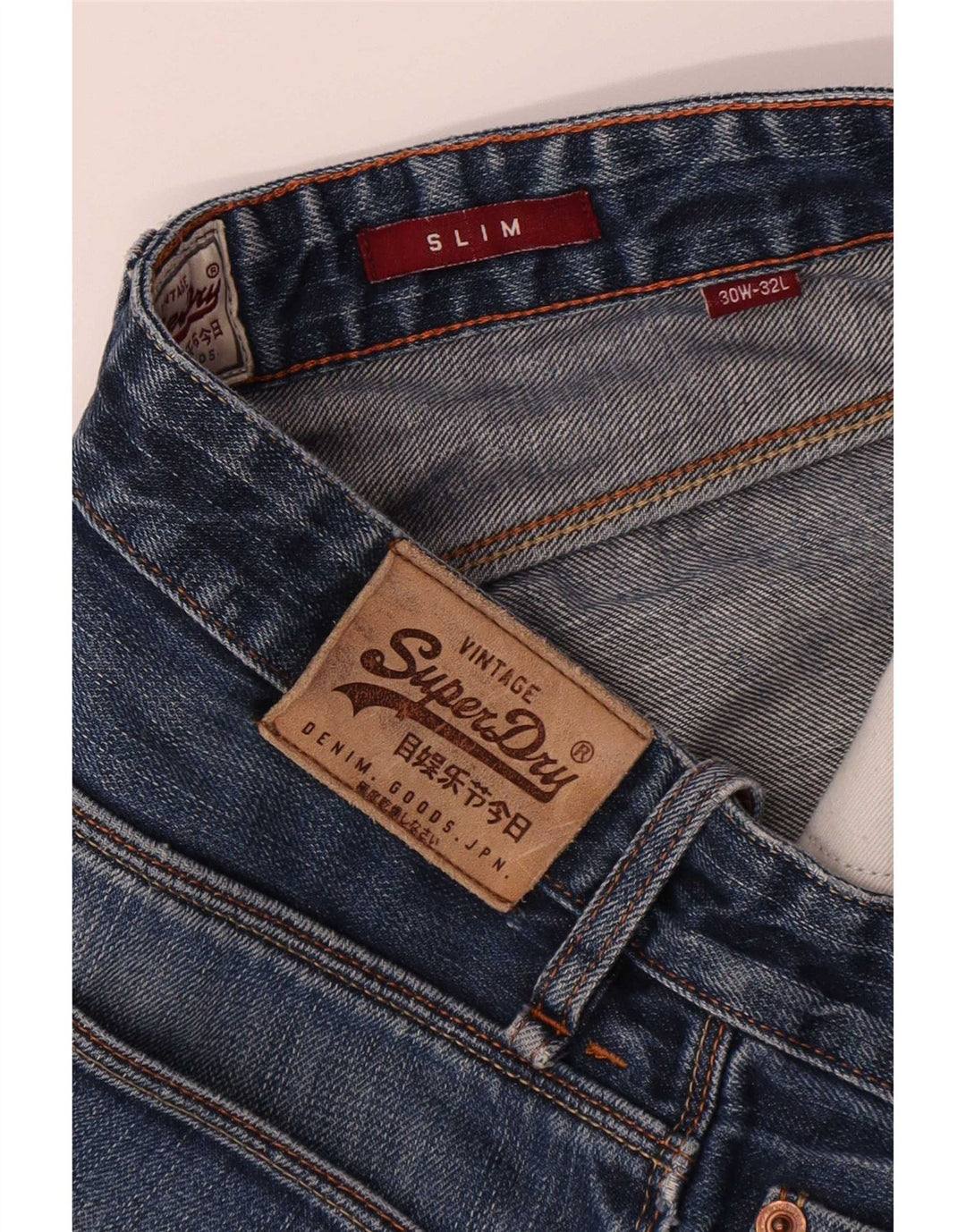Superdry Herren Slim Jeans W30 L32 Blaue Baumwolle
