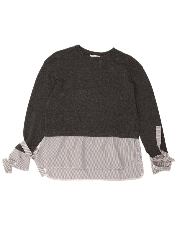 Zara Damen Trafaluc Langarmblusenoberteil UK 10 Small Grau gestreift
