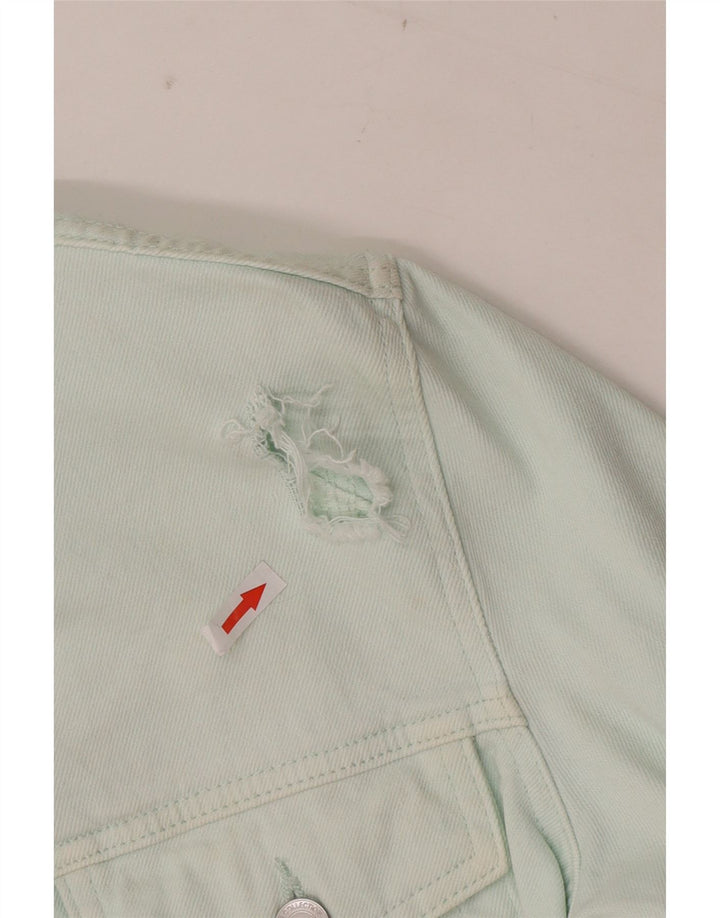 Marks & Spencer Damen Crop Denim Jacke UK 12 Mittelgrüne Baumwolle