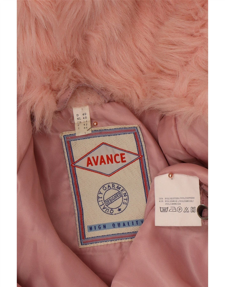 VINTAGE Damen Kapuzen-Windbreaker-Mantel UK 14 Großes rosa Polyester