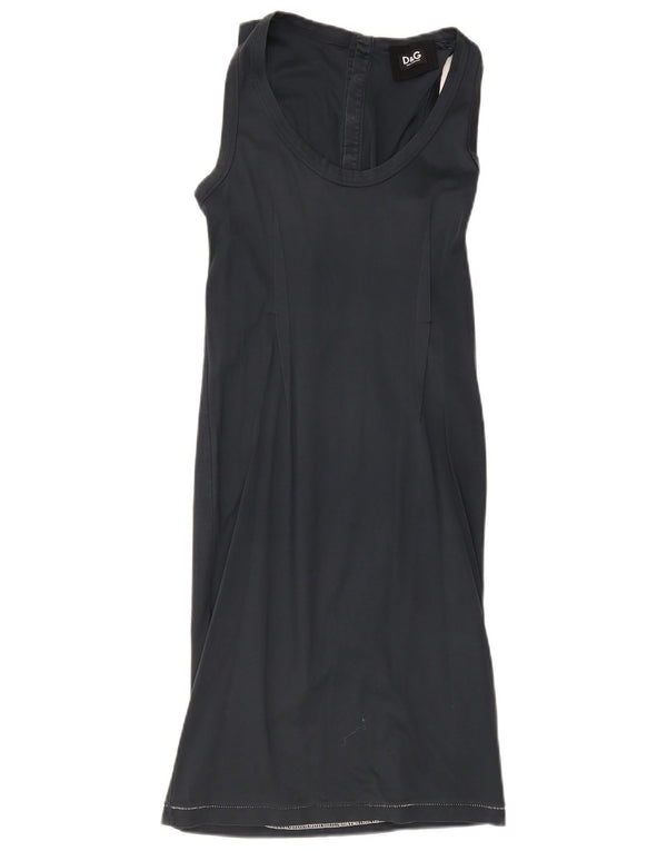 Dolce & Gabbana Damen Ärmelloses T-Shirt-Kleid UK 8 Small Marineblaue Baumwolle