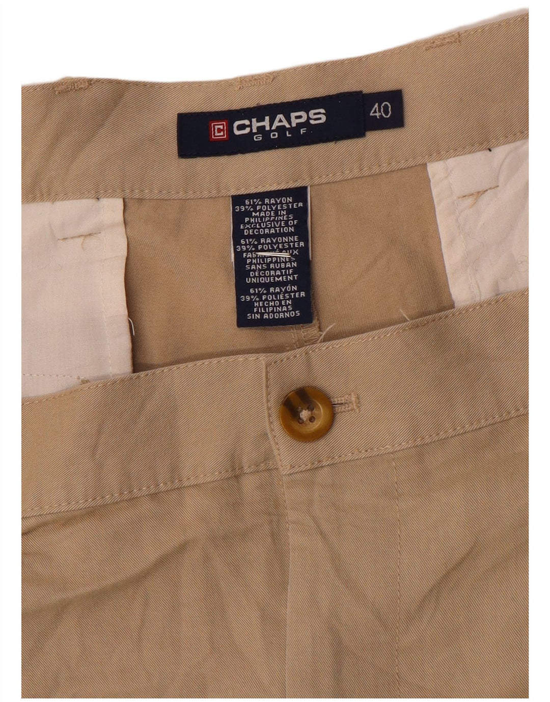 Chaps Herren Chino-Shorts W40 XL Beige Rayon