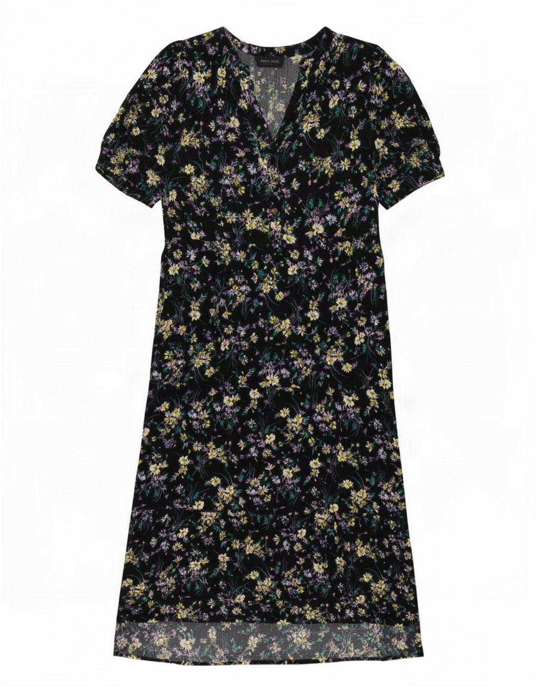 Marks & Spencer Damen Maxikleid UK 12 Mittelschwarze Viskose mit Blumenmuster
