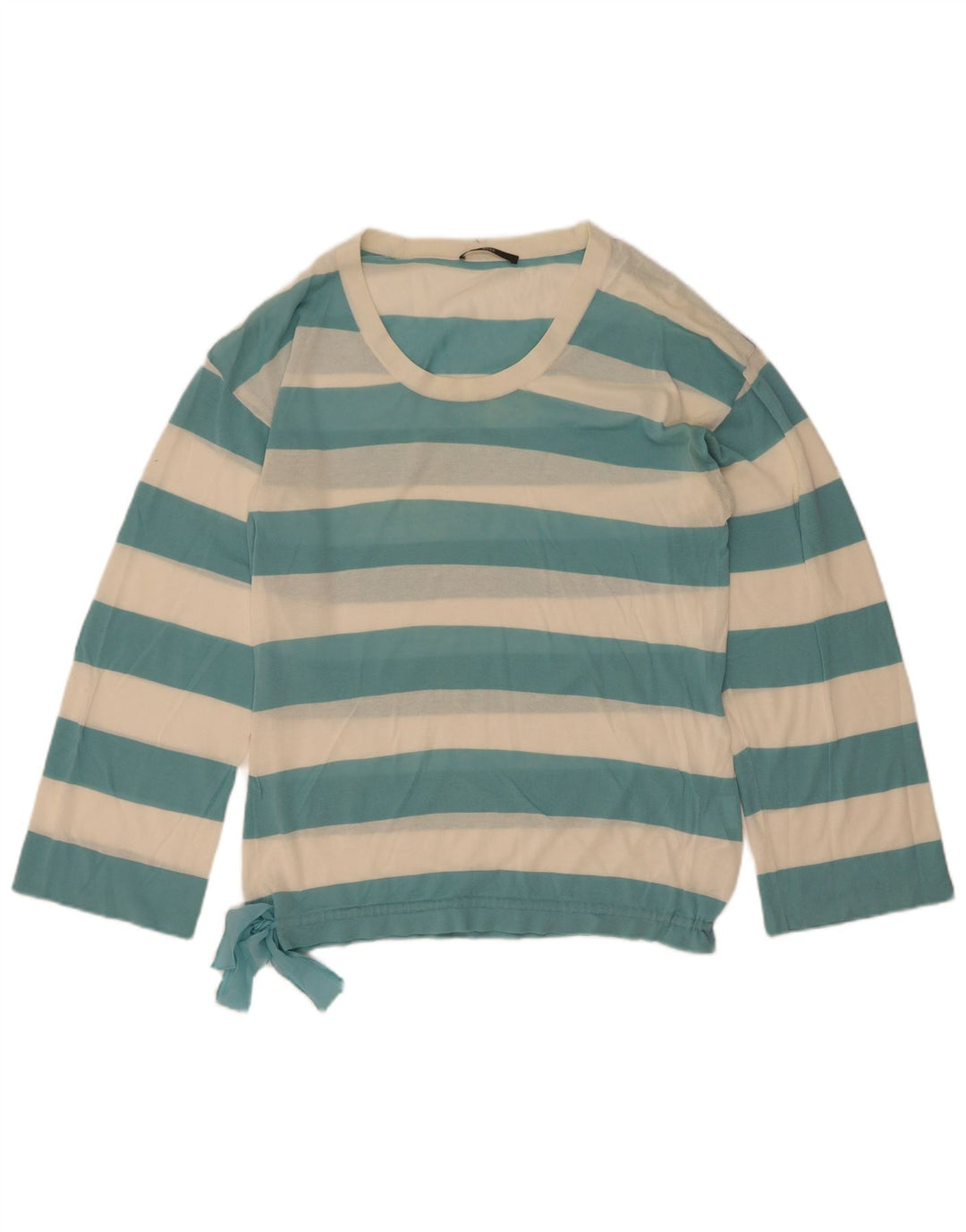Hugo Boss Damen-Top, durchsichtig, langärmlig, Gr. 10, klein, blau gestreift