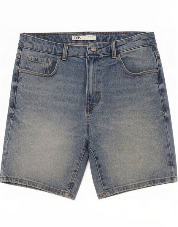 Zara Herren Jeansshorts EU 42 Large W32 Blaue Baumwolle