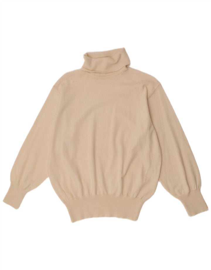 Vintage Herren Rollkragenpullover IT 48 Medium Off White Polyacryl