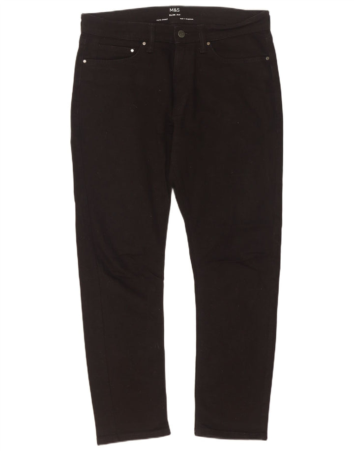Marks & Spencer Slim-Jeans für Herren, W32, L29, schwarze Baumwolle