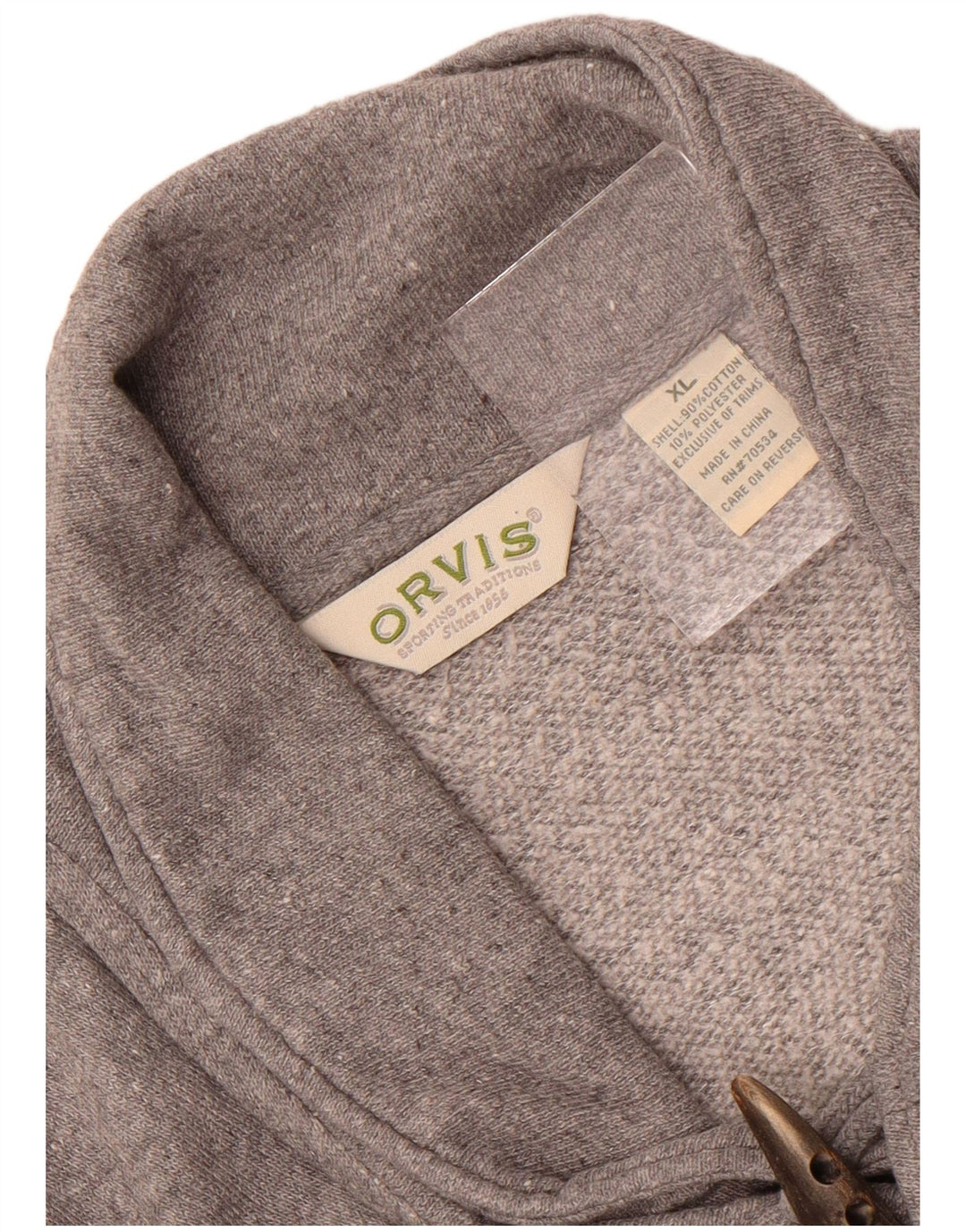 Orvis Herren-Sweatshirt mit Schalkragen, XL, graue Baumwolle