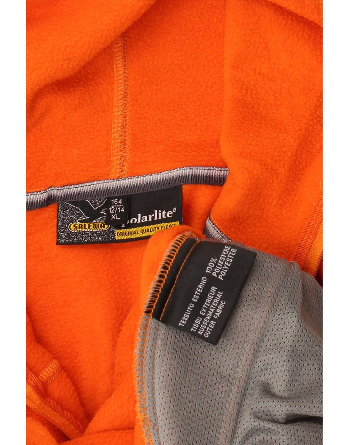 SALEWA Jungen-Fleecepullover mit Kapuze und Reißverschluss am Kragen, 12–13 Jahre, XL, orangefarbenes Polyester