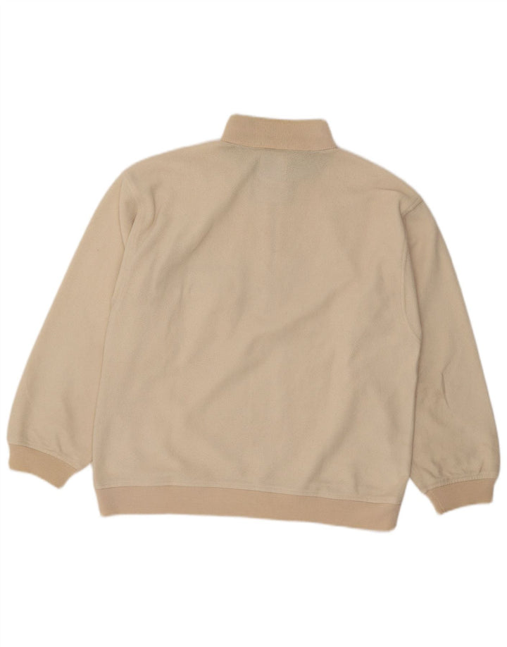 Silvy Polartec-Fleecepullover mit Reißverschluss am Hals für Herren, mittelbeigefarbenes Fair-Isle-Polyester