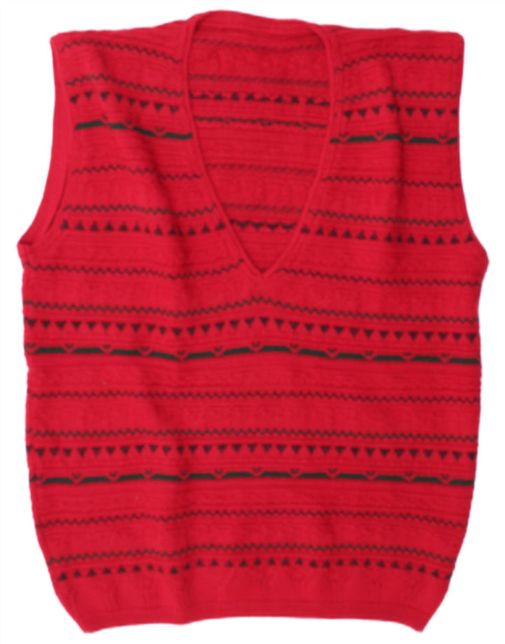 Vintage Herren Weste Tank Top XL Rot Geometrisch