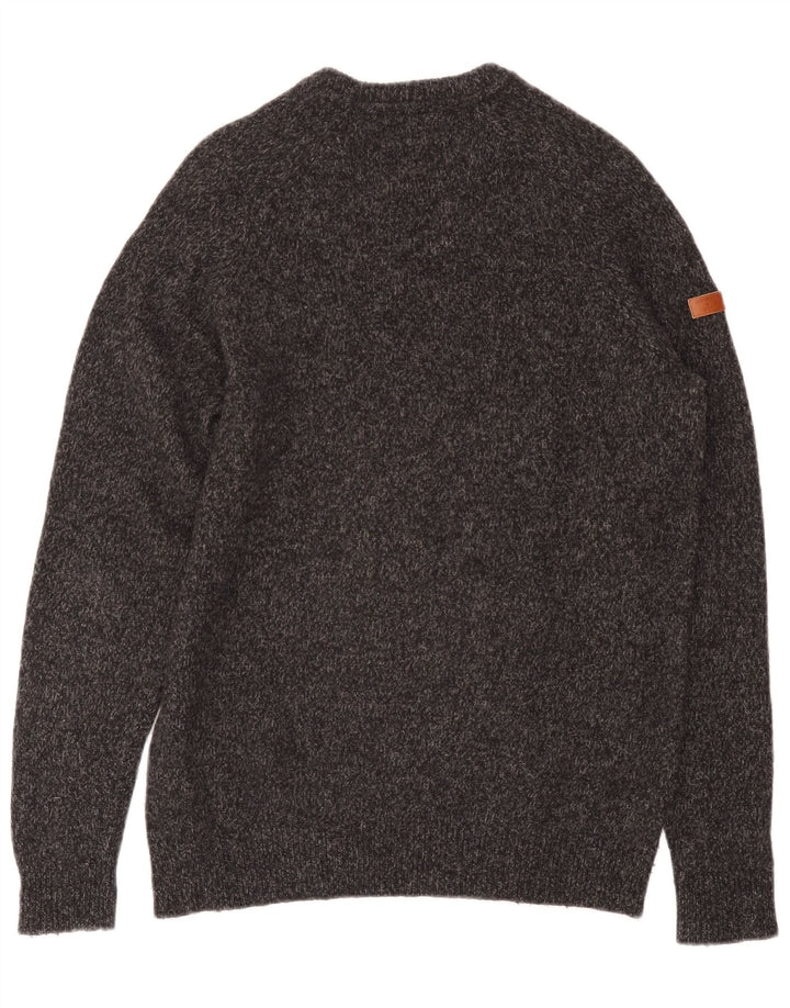 Superdry Herren-Pullover mit Rundhalsausschnitt, mittelgrau gesprenkelte Wolle