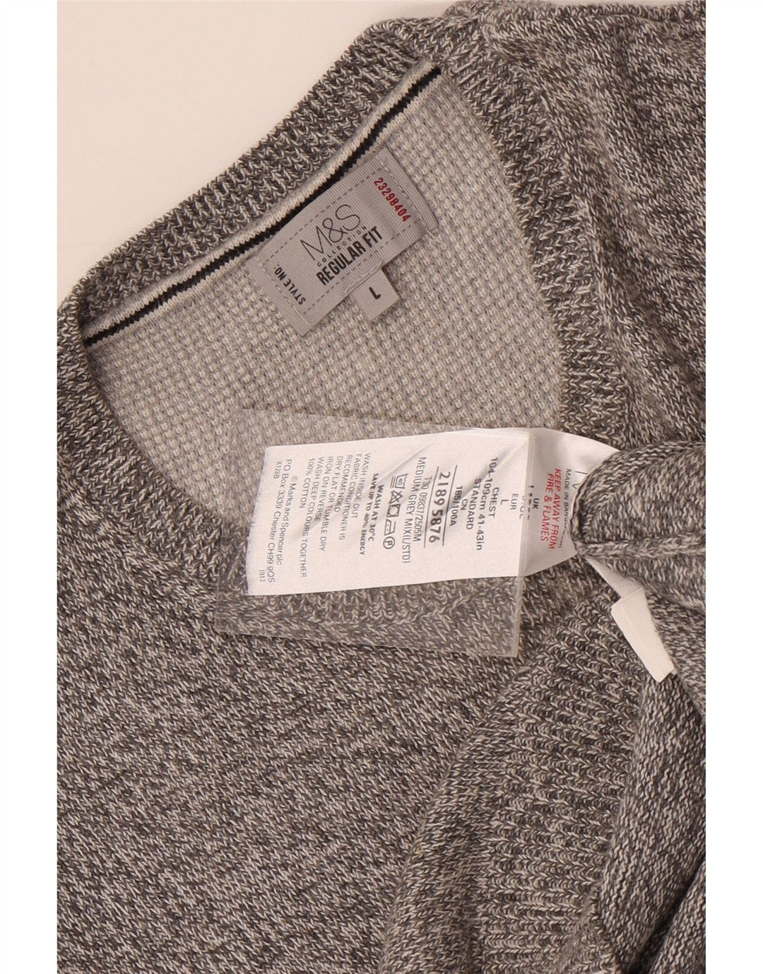 Marks & Spencer Herren-Pullover mit Rundhalsausschnitt, groß, grau meliert