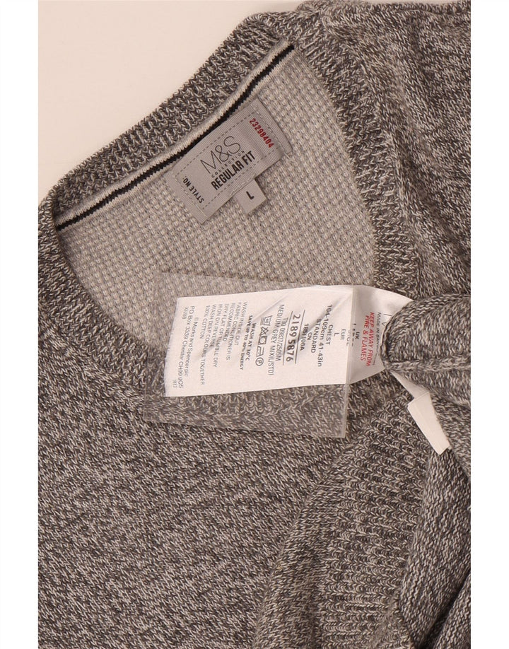 Marks & Spencer Herren-Pullover mit Rundhalsausschnitt, groß, grau meliert