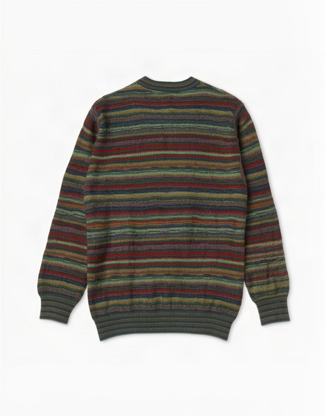Vintage Herren Pullover mit V-Ausschnitt, groß, grün gestreift, Wolle