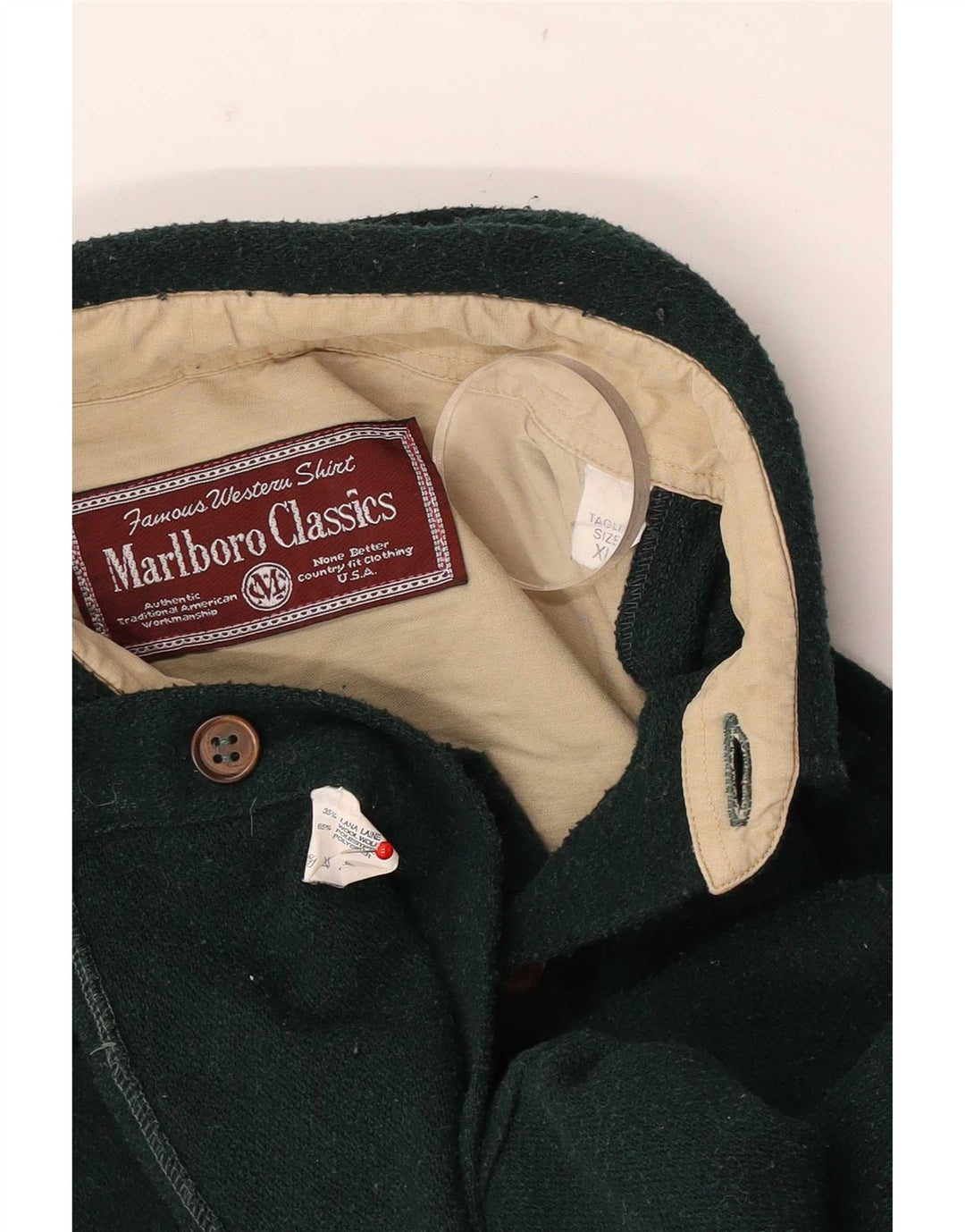 Marlboro Classics Herren-Flanellhemd XL aus grüner Wolle