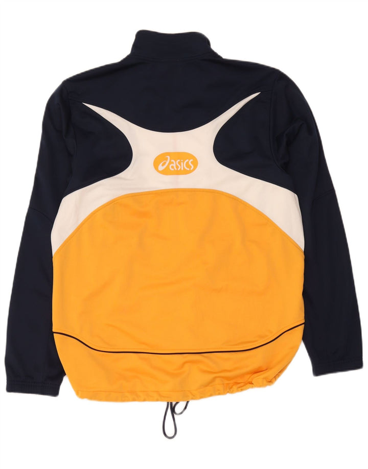 Asics Herren-Trainingsanzug-Top-Jacke, großes marineblaues Farbblock-Polyester