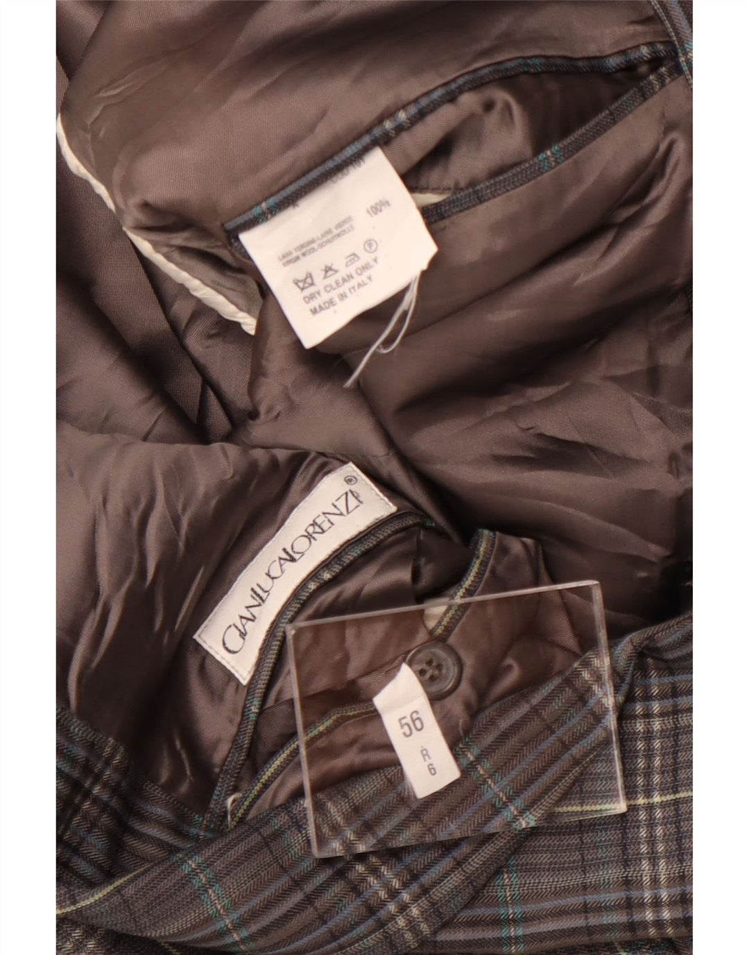 Gianluca Lorenzi Herren 2-Knopf-Blazerjacke IT 56 3XL grau karierte Wolle